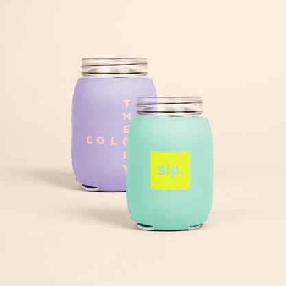 50 Minimum Collapsible Neoprene 16 oz Mason Jar Coolie - One Color Screen Print