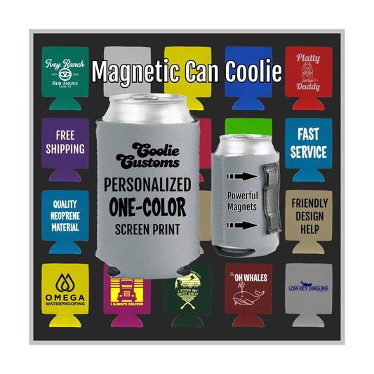 50 Minimum Collapsible Neoprene Magnetic Can Coolie - One Color Screen Print