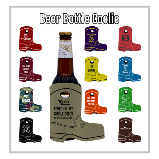 25 Minimum Collapsible Foam Boot Bottle Coolie - One Color Screen Print
