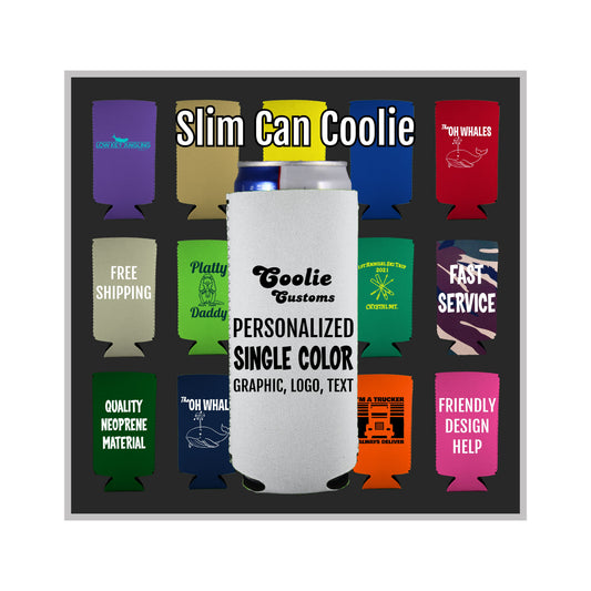 50 Minimum Collapsible Neoprene Slim Can Coolie - One Color Screen Print