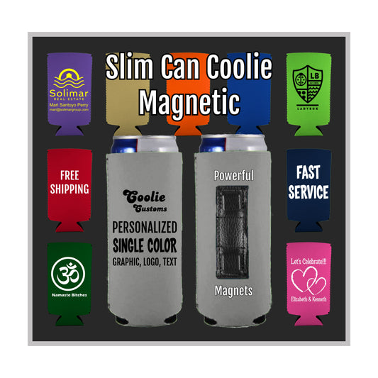 50 Minimum Collapsible Neoprene Magnetic Slim Can Coolie - One Color Screen Print