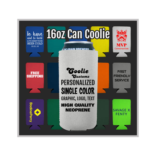 50 Minimum Collapsible Neoprene 16 oz Can Coolie - One Color Screen Print