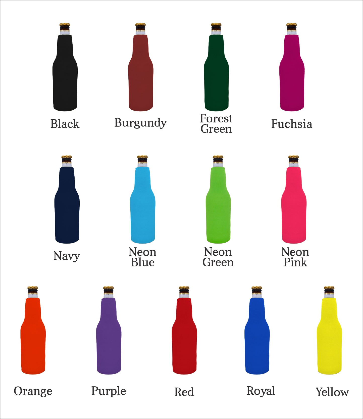 No Minimum Neoprene Zipper Bottle Coolie
