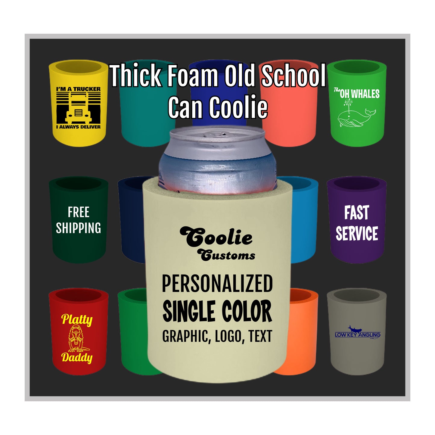50 Minimum Thick Foam Can Coolie - One Color Screen Print