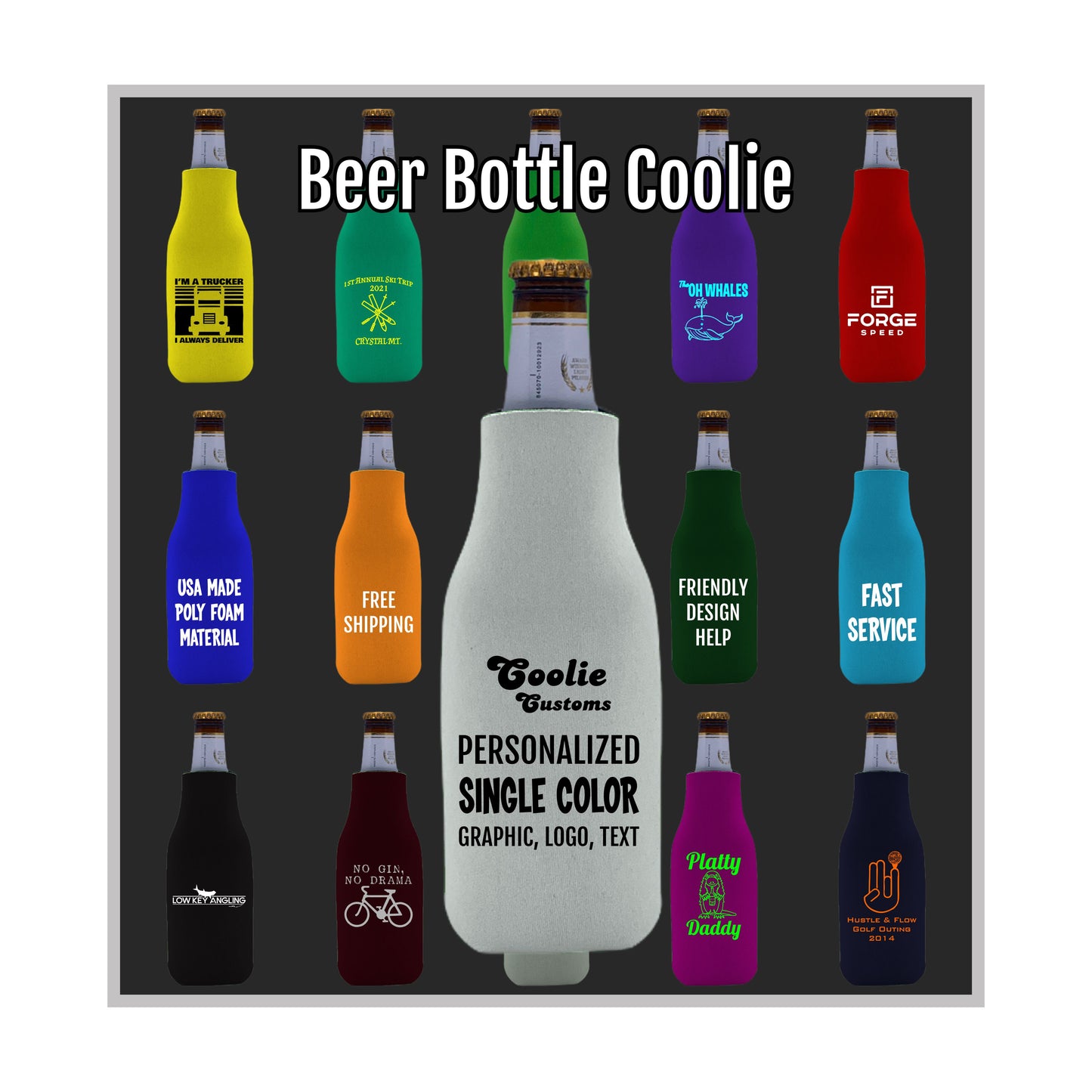 25 Minimum Collapsible Foam Beer Bottle Coolie - One Color Screen Print