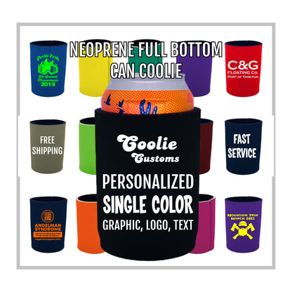 50 Minimum Full Bottom Neoprene Can Coolie - One Color Screen Print