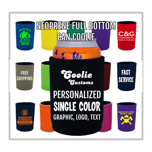 50 Minimum Full Bottom Neoprene Can Coolie - One Color Screen Print