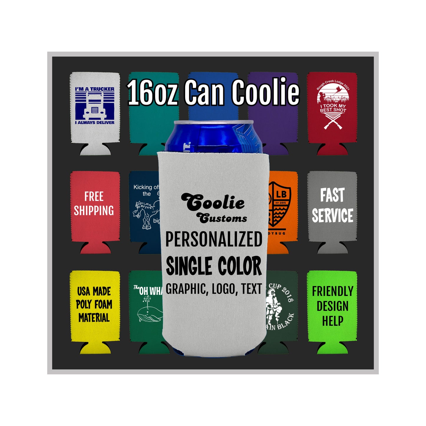 25 Minimum Collapsible Foam 16 oz Can Coolie - One Color Screen Print