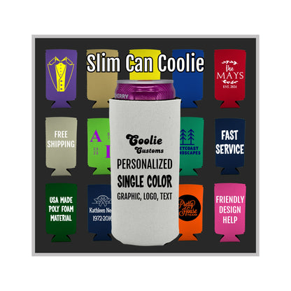 25 Minimum Collapsible Foam 12 oz Slim Can Coolie - One Color Screen Print