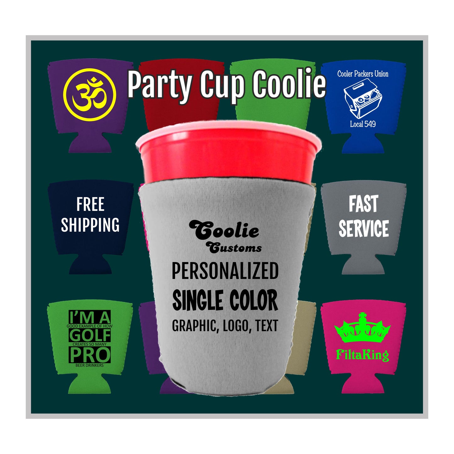 25 Minimum Collapsible Foam Solo Cup Coolie - One Color Screen Print