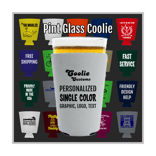 25 Minimum Collapsible Foam Pint Glass Coolie - One Color Screen Print