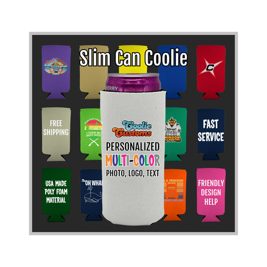 25 Minimum Collapsible Foam 12oz Slim Can Coolie - Full Dye Sublimation
