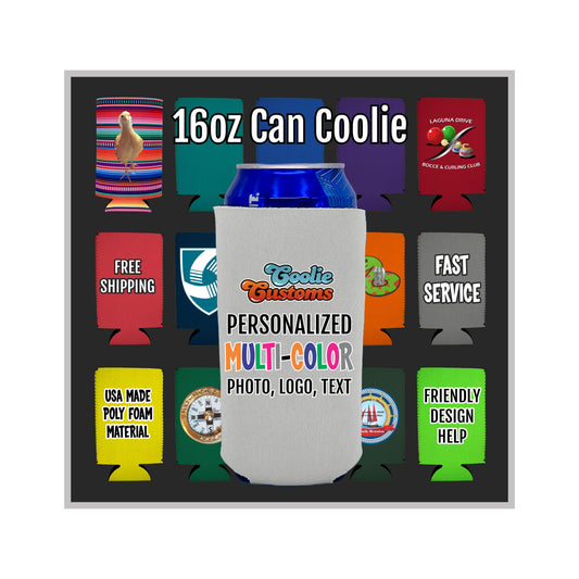 25 Minimum Collapsible Foam 16 oz Can Coolie - Full Dye Sublimation