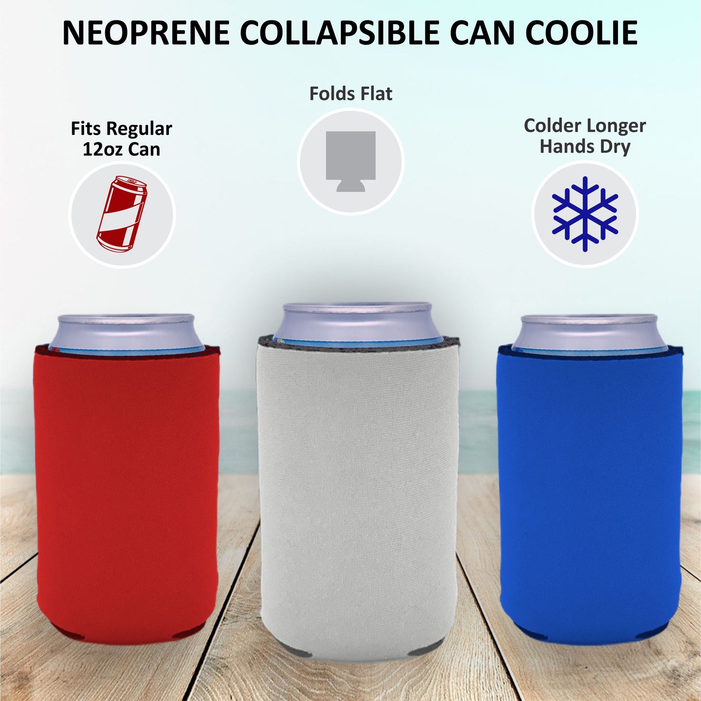 50 Minimum Collapsible Neoprene Can Coolie - One Color Screen Print