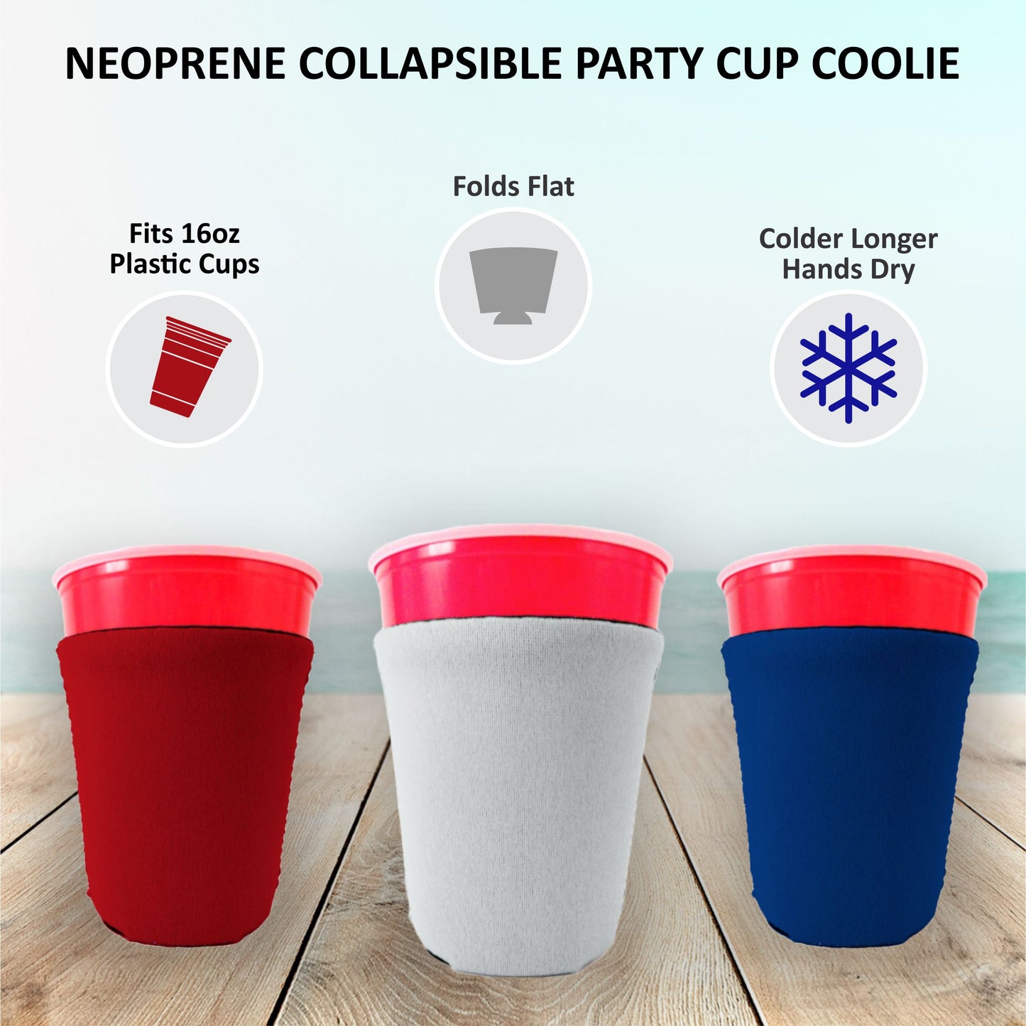 No Minimum Collapsible Neoprene Party Cup Coolie